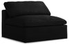 Serene Black Linen Fabric Deluxe Cloud Armless Chair
