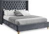 Barolo Grey Velvet Queen Bed