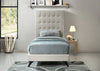 Elly Cream Velvet Twin Bed