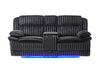 U8686 Black Pwr Console Rec Loveseat with LED and Hidden Drawer
