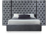 Grande Grey Velvet Queen Bed (3 Boxes)