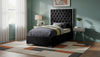 Lexi Black Velvet Twin Bed