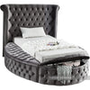 Luxus Grey Velvet Twin Bed (3 Boxes)