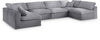 Serene Grey Linen Fabric Deluxe Cloud Modular Sectional