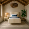 Zara Cream Velvet Twin Bed (3 Boxes)
