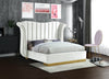 Flora White Velvet King Bed (3 Boxes)