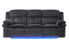 U8686 Black Pwr Rec Sofa with LED, Hidden Drawer and Drop Down Table