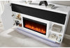 Aveena White 76" Ent Unit with TV, LED, Speakers, Crystal and Pop-Up