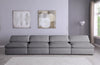 Serene Grey Linen Fabric Deluxe Cloud Modular Armless Sofa