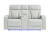U8611 Blanche Pwr Con Rec Loveseat with PHR, LED and Speaker