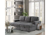 U2660 Grey L Sofa Bed Sectional with Pullout