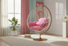 Luna Pink Fabric Acrylic Swing Bubble Accent Chair (2 Boxes)
