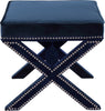 Nixon Navy Velvet Ottoman/Bench