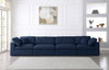 Serene Navy Linen Fabric Deluxe Cloud Modular Sofa