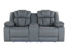 U7069 Grey 10 Pwr Con Rec Loveseat with LED and Immersive Sound