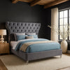 Kira Grey Velvet Queen Bed
