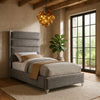 Zuma Grey Velvet Twin Bed