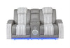 U8000 GREY PWR CONSOLE REC LOVESEAT W/PHR, LED AND SPEAKER