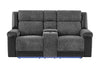 U5915 GREY/BLACK CONSOLE REC LOVESEAT W/IMMERSIVE SOUND & BLUE LED