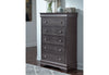 POMPEI METALLIC GREY QUEEN BED W/LED, DRESSER, MIRROR AND NIGHTSTAND