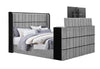 ISABELLA GREY KING BED W/LED, TV LIFT, SPEAKER AND FIREPLACE