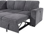 U2660 GREY SECTIONAL W/O CHAISE AND W/ PULLOUT SOFA BED
