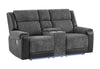 U5915 GREY/BLACK CONSOLE REC LOVESEAT W/IMMERSIVE SOUND & BLUE LED