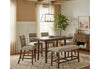 D4355 BROWN BAR TABLE WITH 6 BAR STOOLS
