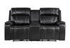U8880 BLACK LEATHER POWER CONSOLE RECLINING LOVESEAT WITH COOLER