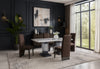 D12 DINING TABLE AND 8 D12 BROWN DINING CHAIRS