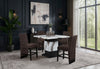 D12 BAR TABLE AND 4 D12 BROWN BAR STOOLS