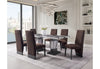 D12 DINING TABLE AND 8 D12 BROWN DINING CHAIRS